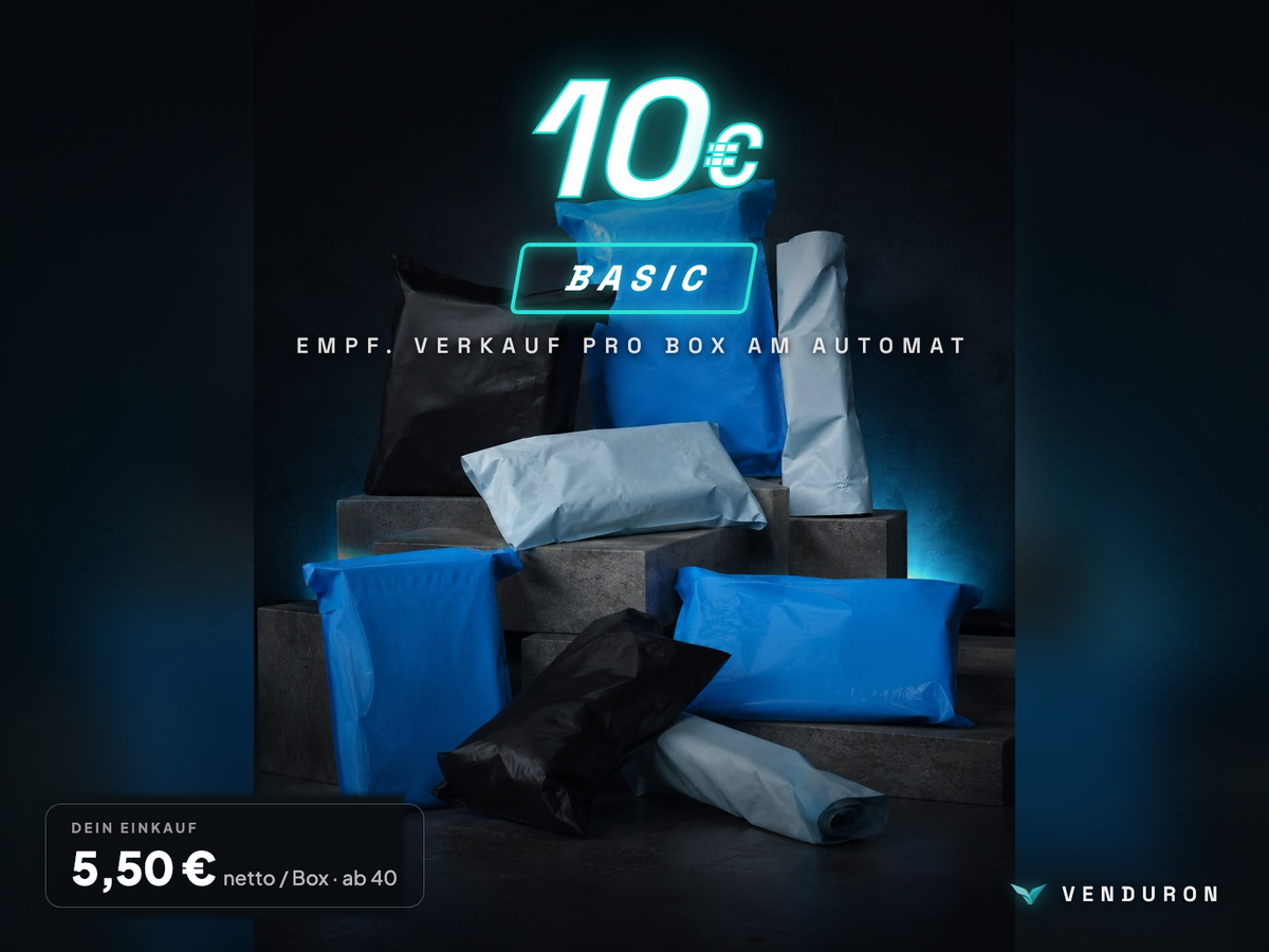 Mystery Pack Basic – empfohlener Verkauf 10 € am Automat, Einkauf 5,50 € netto pro Box